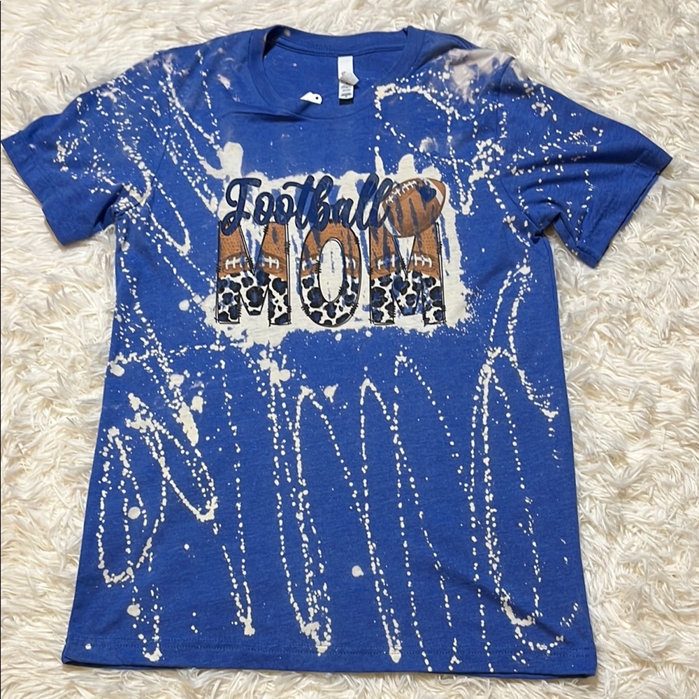 New Bella Canvas Blue Football Mom Tee